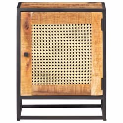vidaXL Rough Mango Wood Bedside Cabinet Natural Cane Nightstand Furniture - Additional view 4