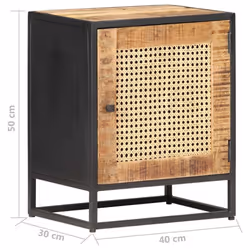 vidaXL Rough Mango Wood Bedside Cabinet Natural Cane Nightstand Furniture - Additional view 7