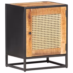 vidaXL Rough Mango Wood Bedside Cabinet Natural Cane Nightstand Furniture - Additional view 8