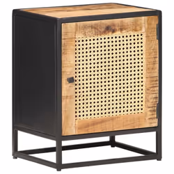vidaXL Rough Mango Wood Bedside Cabinet Natural Cane Nightstand Furniture - Additional view 9