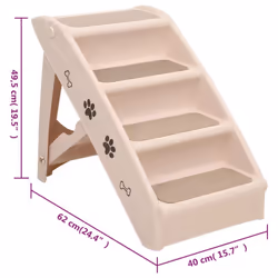 vidaXL Folding Dog Stairs Cream Non-skid Pet Furniture Puppy Step Ladder Ramp