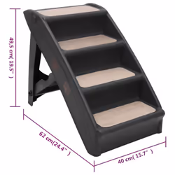 vidaXL Folding Dog Stairs Black Non-skid Pet Furniture Puppy Step Ladder Ramp