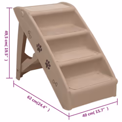 vidaXL Folding Dog Stairs Brown Non-skid Pet Furniture Puppy Step Ladder Ramp
