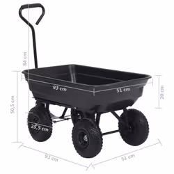 vidaXL Garden Tipping Hand Cart Hand Truck Wheelbarrow 300 kg 75L Black/Green - black - Additional view 3