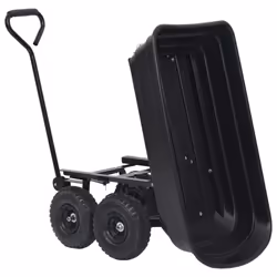 vidaXL Garden Tipping Hand Cart Hand Truck Wheelbarrow 300 kg 75L Black/Green - black - Additional view 9