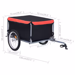 vidaXL Bike Trailer Cargo Bike Wagon Kids Bicycle Trailer Black and Red 65 kg - Additional view 3