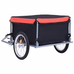 vidaXL Bike Trailer Cargo Bike Wagon Kids Bicycle Trailer Black and Red 65 kg - Additional view 4