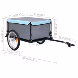 vidaXL Bike Trailer Cargo Bike Wagon Bicycle Trailer Black and Blue 65 kg - Additional view 7