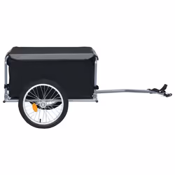 vidaXL Bike Trailer Cargo Bike Wagon Bicycle Trailer Black and Grey 65 kg