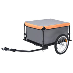 vidaXL Bike Trailer Cargo Bike Wagon Bicycle Trailer Grey and Orange 65 kg