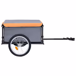 vidaXL Bike Trailer Cargo Bike Wagon Bicycle Trailer Grey and Orange 65 kg - Additional view 2