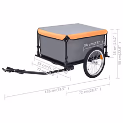 vidaXL Bike Trailer Cargo Bike Wagon Bicycle Trailer Grey and Orange 65 kg - Additional view 5