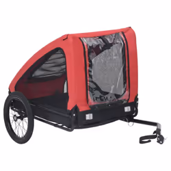 vidaXL Pet Bike Trailer Dog Carrier Stroller Dog Bicycle Trailer Red and Black