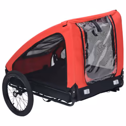 vidaXL Pet Bike Trailer Dog Carrier Stroller Dog Bicycle Trailer Red and Black