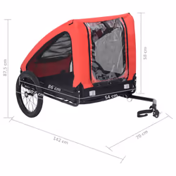 vidaXL Pet Bike Trailer Dog Carrier Stroller Dog Bicycle Trailer Red and Black