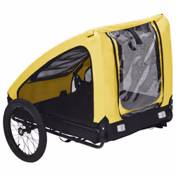vidaXL Pet Bike Trailer Dog Carrier Stroller Bicycle Trailer Yellow and Black - Additional view 4