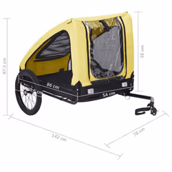 vidaXL Pet Bike Trailer Dog Carrier Stroller Bicycle Trailer Yellow and Black - Additional view 8