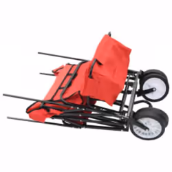 vidaXL Folding Hand Trolley with Canopy Steel Red Transport Cart Garden Truck