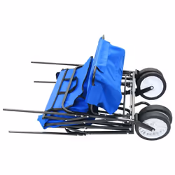 vidaXL Folding Hand Trolley with Canopy Steel Blue Transport Cart Garden Truck