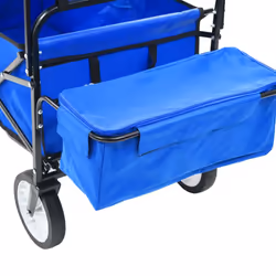 vidaXL Folding Hand Trolley with Canopy Steel Blue Transport Cart Garden Truck - Additional view 4