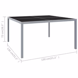 vidaXL Garden Table Grey Steel and Glass Outdoor Furniture Patio Dining Table - Additional view 4