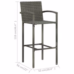 VidaXL 313456 outdoor chair Terrace Polyrattan, Steel Grey - Additional view 8
