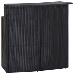 vidaXL Garden Bar Table Black Poly Rattan Outdoor Furniture Pub Counter Desk