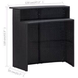 vidaXL Garden Bar Table Black Poly Rattan Outdoor Furniture Pub Counter Desk - Additional view 8