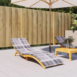 vidaXL Gray Check Pattern Sun Lounger Cushion, 78.7x19.7x1.2, Oxford Fabric, Water-Resistant, Non-Slip, Indoor/Outdoor Use, Comfortable Soft Fillin