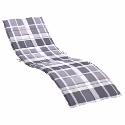vidaXL Gray Check Pattern Sun Lounger Cushion, 78.7x19.7x1.2, Oxford Fabric, Water-Resistant, Non-Slip, Indoor/Outdoor Use, Comfortable Soft Fillin