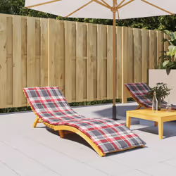vidaXL Sun Lounger Cushion Red Check Pattern 200x60x3cm Oxford Fabric