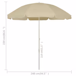 vidaXL Beach Umbrella Garden Sunshade Outdoor Sun Shelter Patio Canopy Parasol - sand yellow, 240 cm - Additional view 5