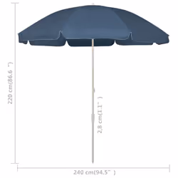 vidaXL Beach Parasol Outdoor Umbrella Sun Shelter Patio Canopy Sunshade Blue - Additional view 5