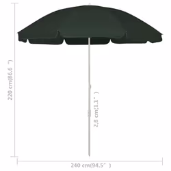 vidaXL Beach Umbrella Garden Sunshade Outdoor Sun Shelter Patio Canopy Parasol - green, 240 cm