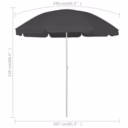 vidaXL Beach Umbrella Anthracite Yellow Parasol Sunshade Canopy Beath Patio - Additional view 5