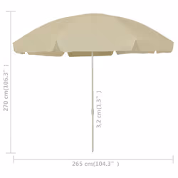 vidaXL Beach Umbrella Garden Sunshade Outdoor Sun Shelter Patio Canopy Parasol - sand yellow, 300 cm