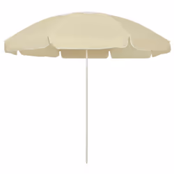 vidaXL Beach Umbrella Garden Sunshade Outdoor Sun Shelter Patio Canopy Parasol - sand yellow and white, 240 cm