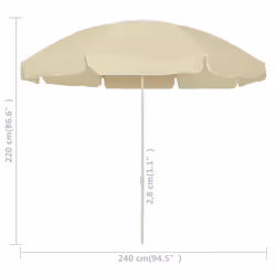 vidaXL Beach Umbrella Garden Sunshade Outdoor Sun Shelter Patio Canopy Parasol - sand yellow and white, 240 cm