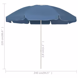 vidaXL Beach Umbrella Garden Sunshade Outdoor Sun Shelter Patio Canopy Parasol - blue and white, 240 cm - Additional view 3