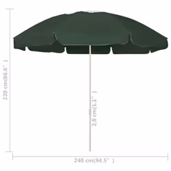vidaXL Beach Umbrella Garden Sunshade Outdoor Sun Shelter Patio Canopy Parasol - green and white, 240 cm - Additional view 3