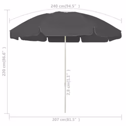 vidaXL Beach Parasol Outdoor Umbrella Sun Shelter Canopy Sunshade Anthracite - Additional view 4