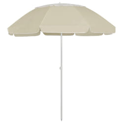 vidaXL Beach Umbrella Garden Sunshade Outdoor Sun Shelter Patio Canopy Parasol - sand yellow and white, 300 cm