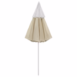 vidaXL Beach Umbrella Garden Sunshade Outdoor Sun Shelter Patio Canopy Parasol - sand yellow and white, 300 cm - Additional view 5