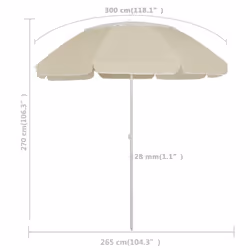vidaXL Beach Umbrella Garden Sunshade Outdoor Sun Shelter Patio Canopy Parasol - sand yellow and white, 300 cm - Additional view 6