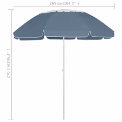 vidaXL Beach Umbrella Garden Sunshade Outdoor Sun Shelter Patio Canopy Parasol - blue and white, 300 cm