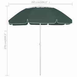 vidaXL Beach Umbrella Garden Sunshade Outdoor Sun Shelter Patio Canopy Parasol - green and white, 300 cm - Additional view 6