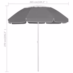 vidaXL Beach Parasol Outdoor Umbrella Sun Shelter Canopy Sunshade Anthracite - Additional view 6