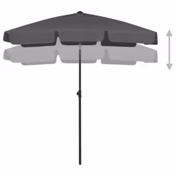 vidaXL Beach Parasol Outdoor Umbrella Sun Shelter Canopy Sunshade Anthracite - Additional view 11