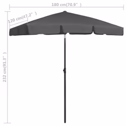 vidaXL Beach Parasol Outdoor Umbrella Sun Shelter Canopy Sunshade Anthracite - Additional view 7