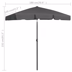 vidaXL Beach Parasol Outdoor Umbrella Sun Shelter Canopy Sunshade Anthracite - Additional view 8